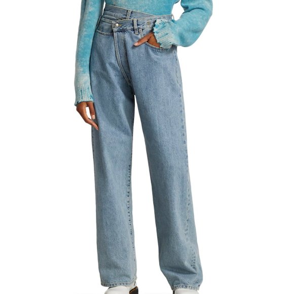 R13 Wide Leg Cross Over Denim Jeans - Picture 4 of 14